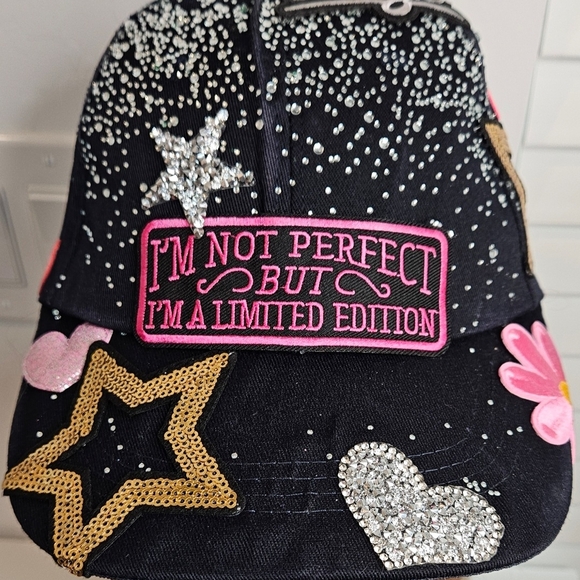Limited Edition Black Cap with Rhinestone Accents! Add some fun to your outfit! - Picture 1 of 7